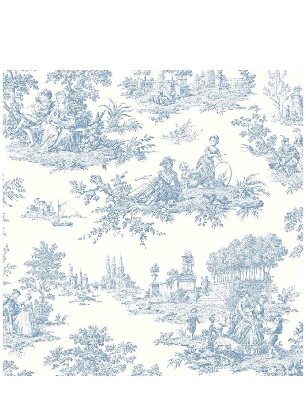 NextWall Chateau Toile Peel and Stick Wallpaper Blue: Removable Vinyl,